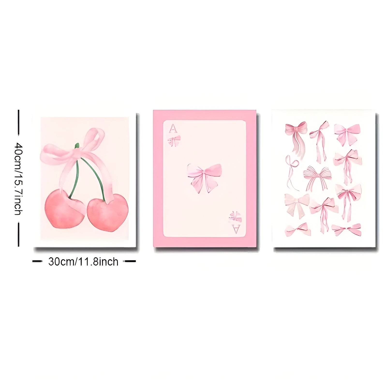 Frameless preppy pink wall art set, ideal for girly room design
