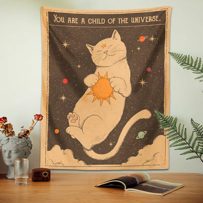 You are a child of the universe quote tarot tapestry for spiritual decor

