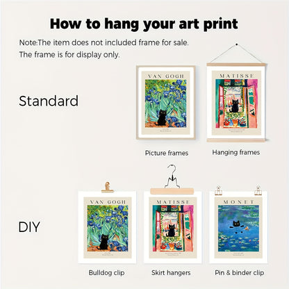 Classic art print set featuring Van Gogh Matisse Monet designs
