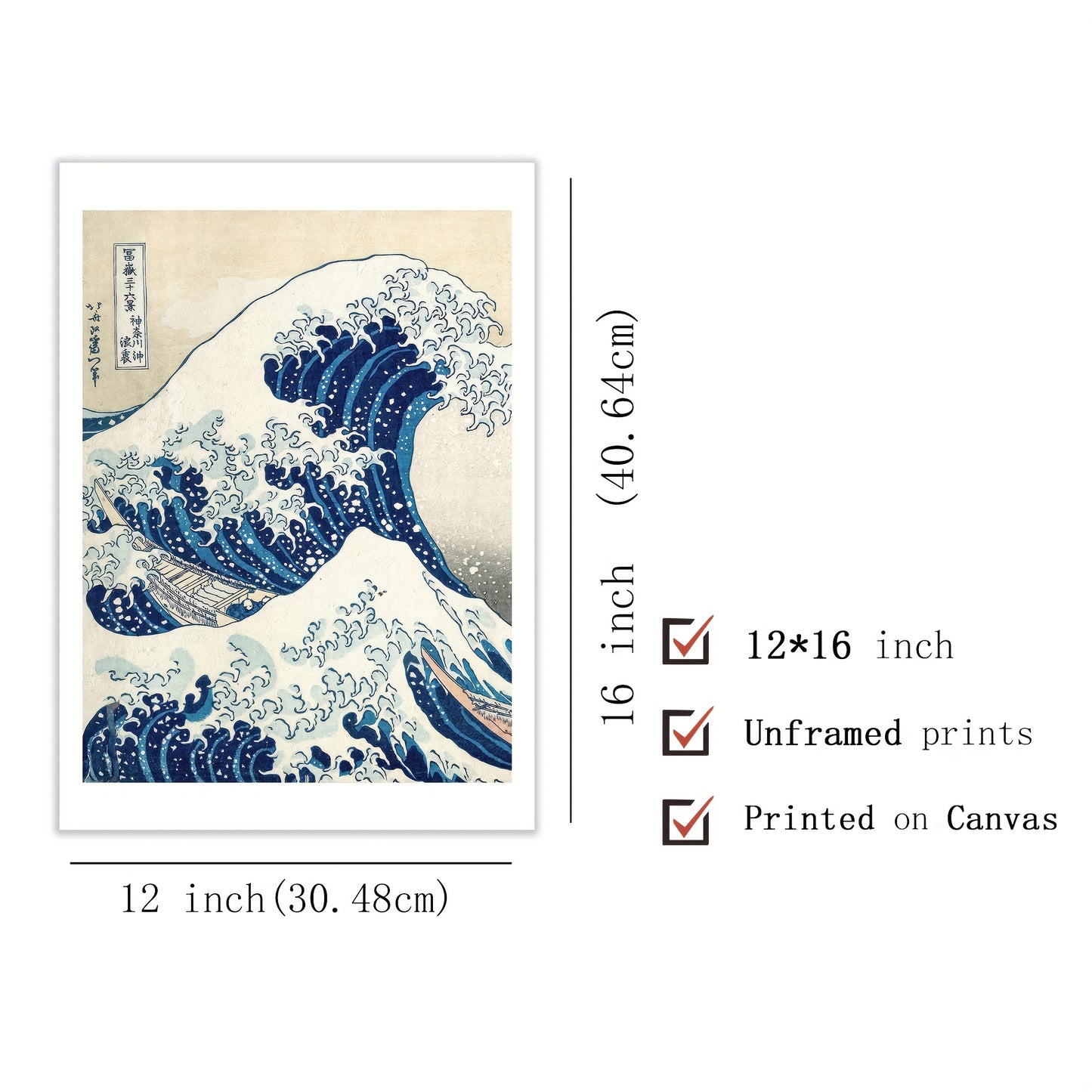 Classic Hokusai Great Wave off Kanagawa canvas prints for office decor
