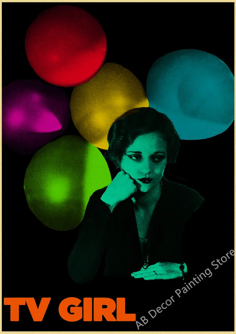 Minimalist vintage TV Girl music print wall art for bedroom or lounge
