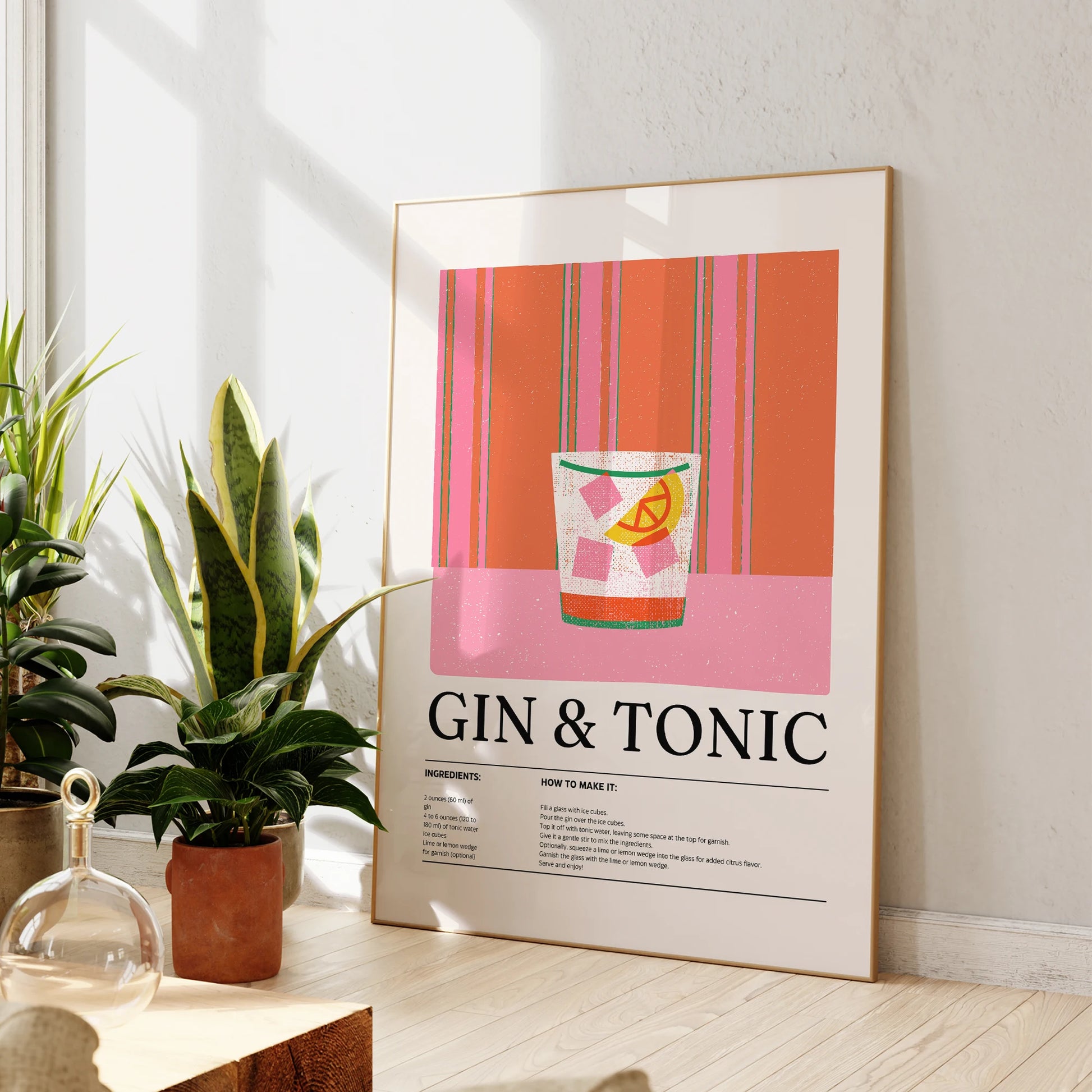 Stylish gin cocktail wall decor for contemporary interiors

