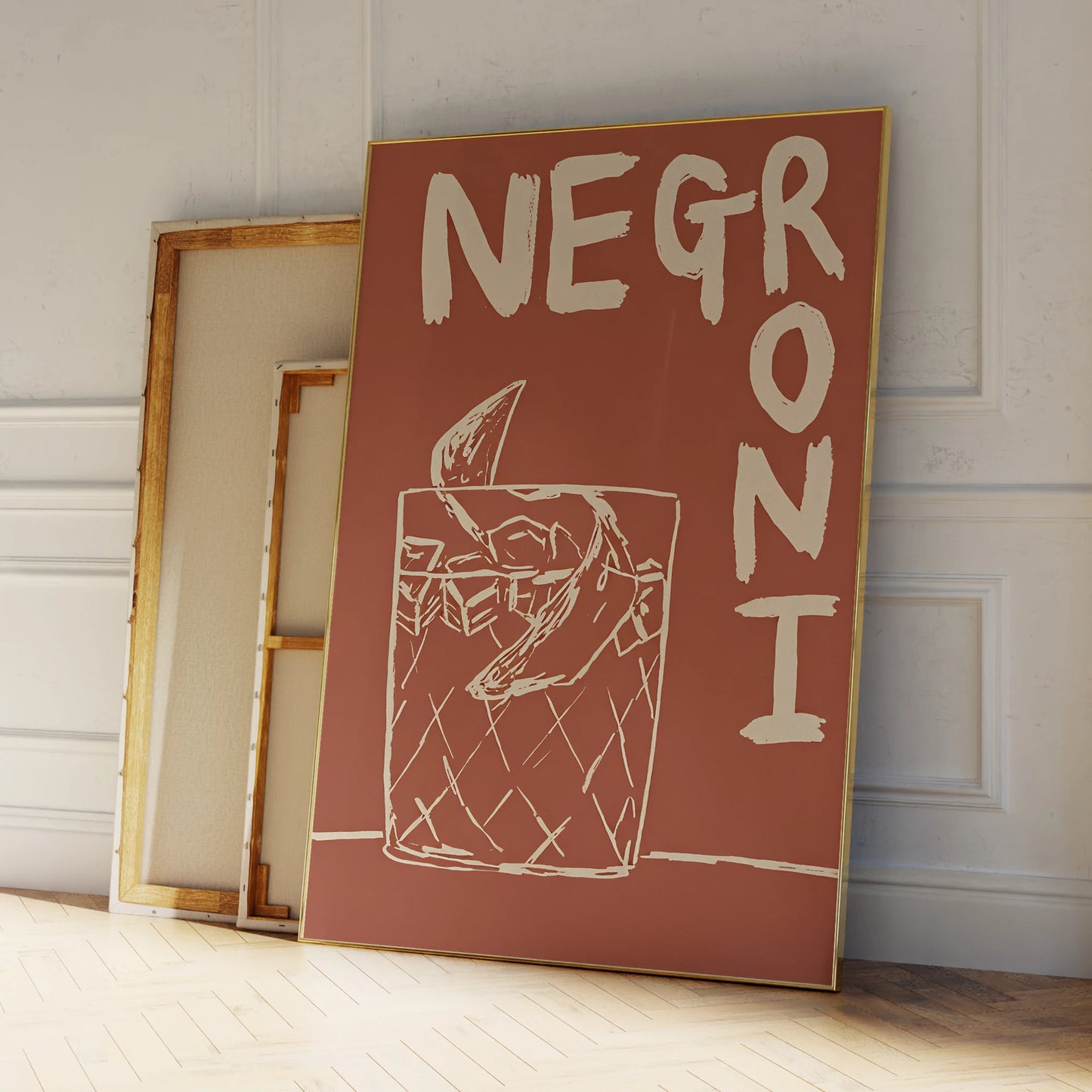 Negroni drink illustration wall poster for kitchen or dining wall art

