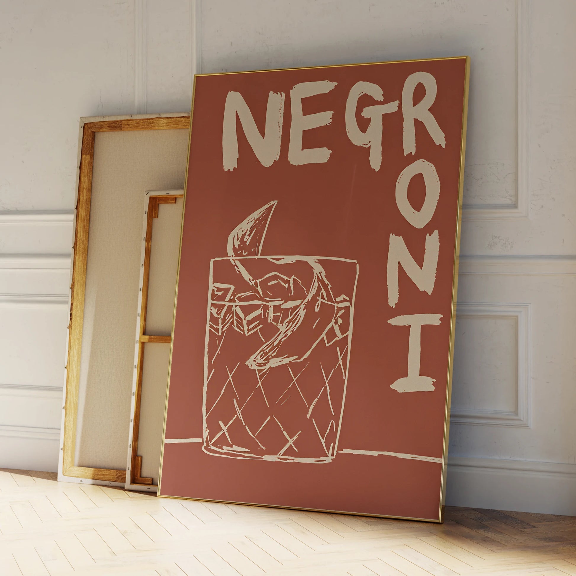 Negroni drink illustration wall poster for kitchen or dining wall art

