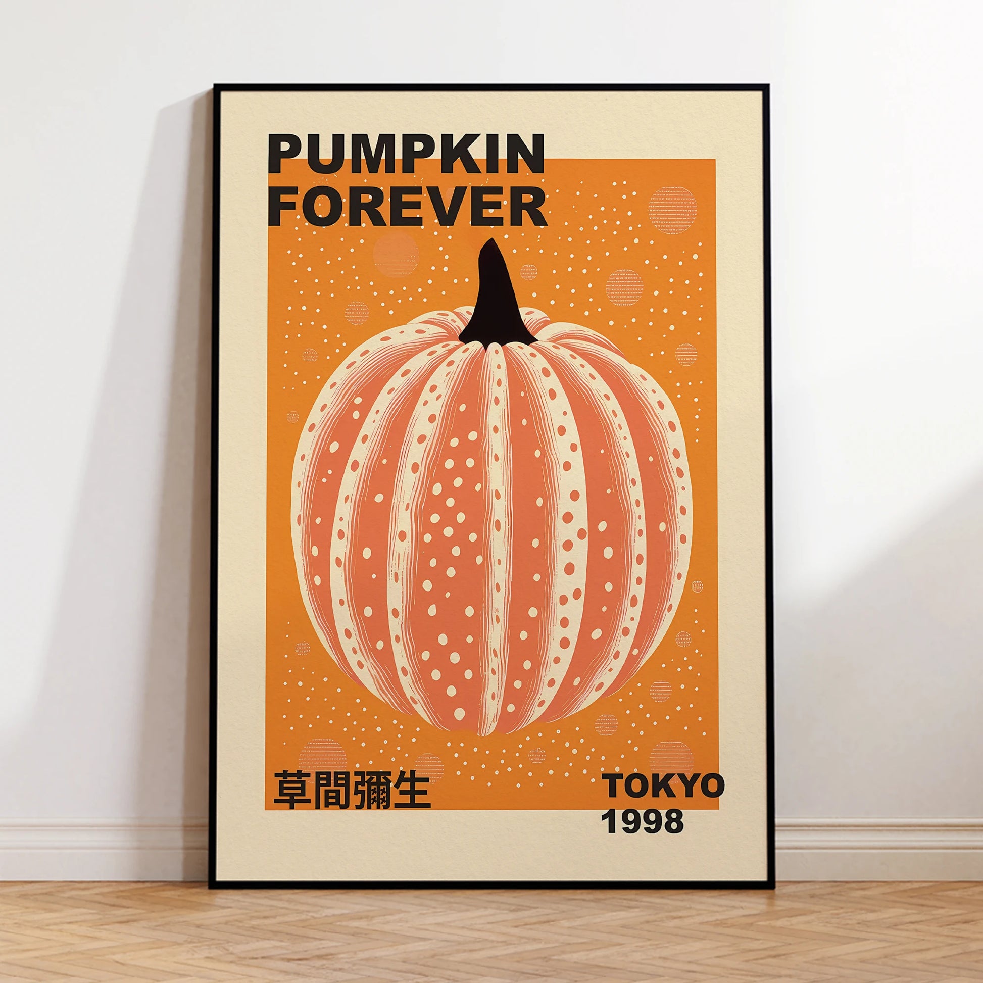 Colorful pumpkin wall poster in aluminum frame for living room

