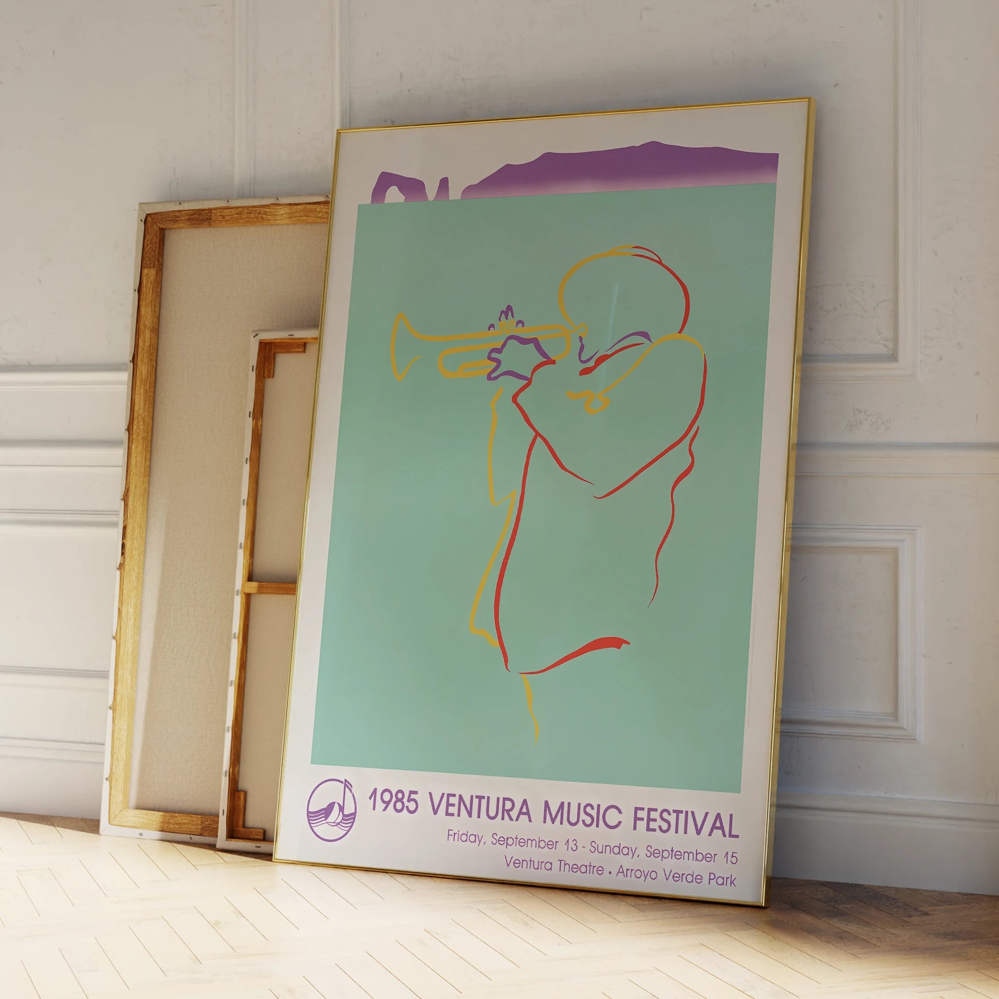 Colorful retro music festival wall art for living room and bedroom

