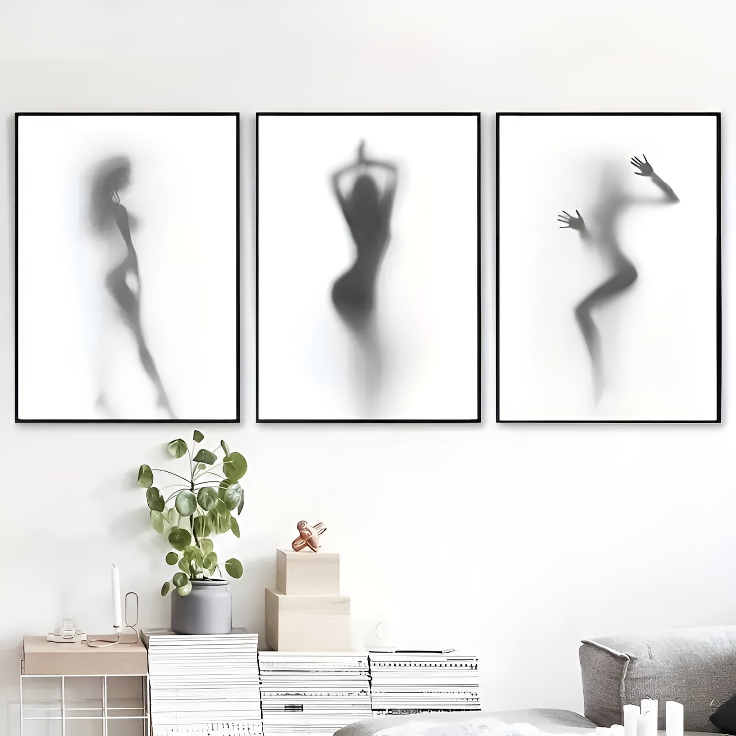 Minimalist black and white canvas artwork for bedroom wall decor
