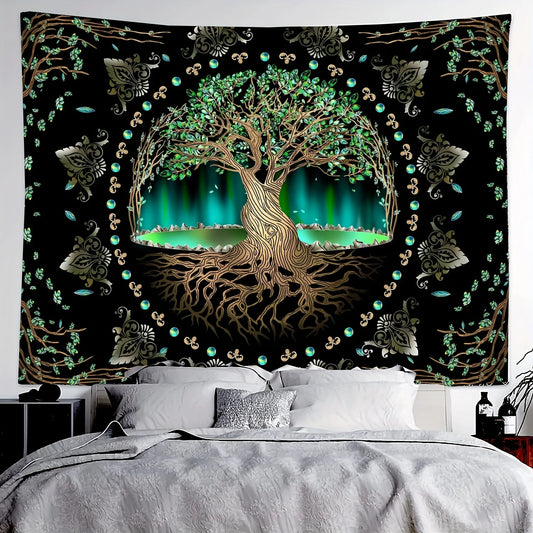 Cosmic life tree tapestry with dreamy big tree design for home decor

