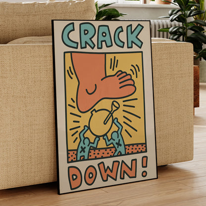 Bold abstraction crack down canvas painting for living room decor

