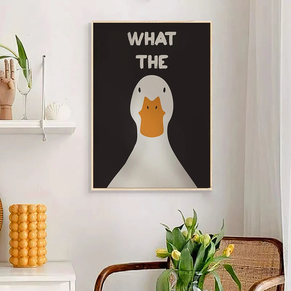 cute animal illustration funny duck print for bedroom
