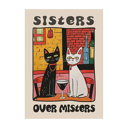 Humorous cat chef canvas painting for cozy home kitchen decor

