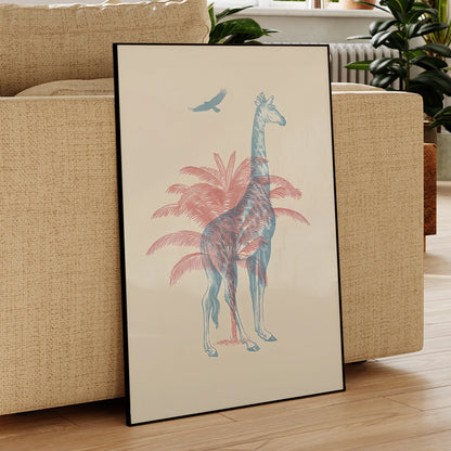 Cute giraffe canvas print poster for kids room wall decoration

