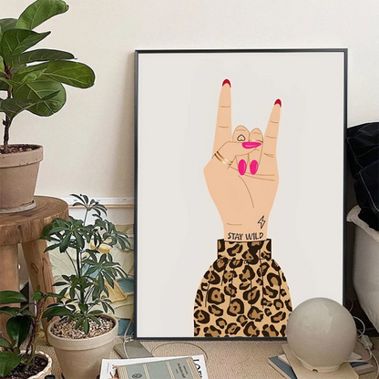 Abstract animal girl power poster for colorful wall design


