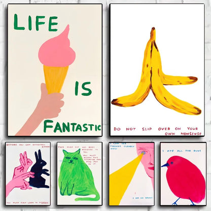 David Shrigley art poster for living room wall decor

