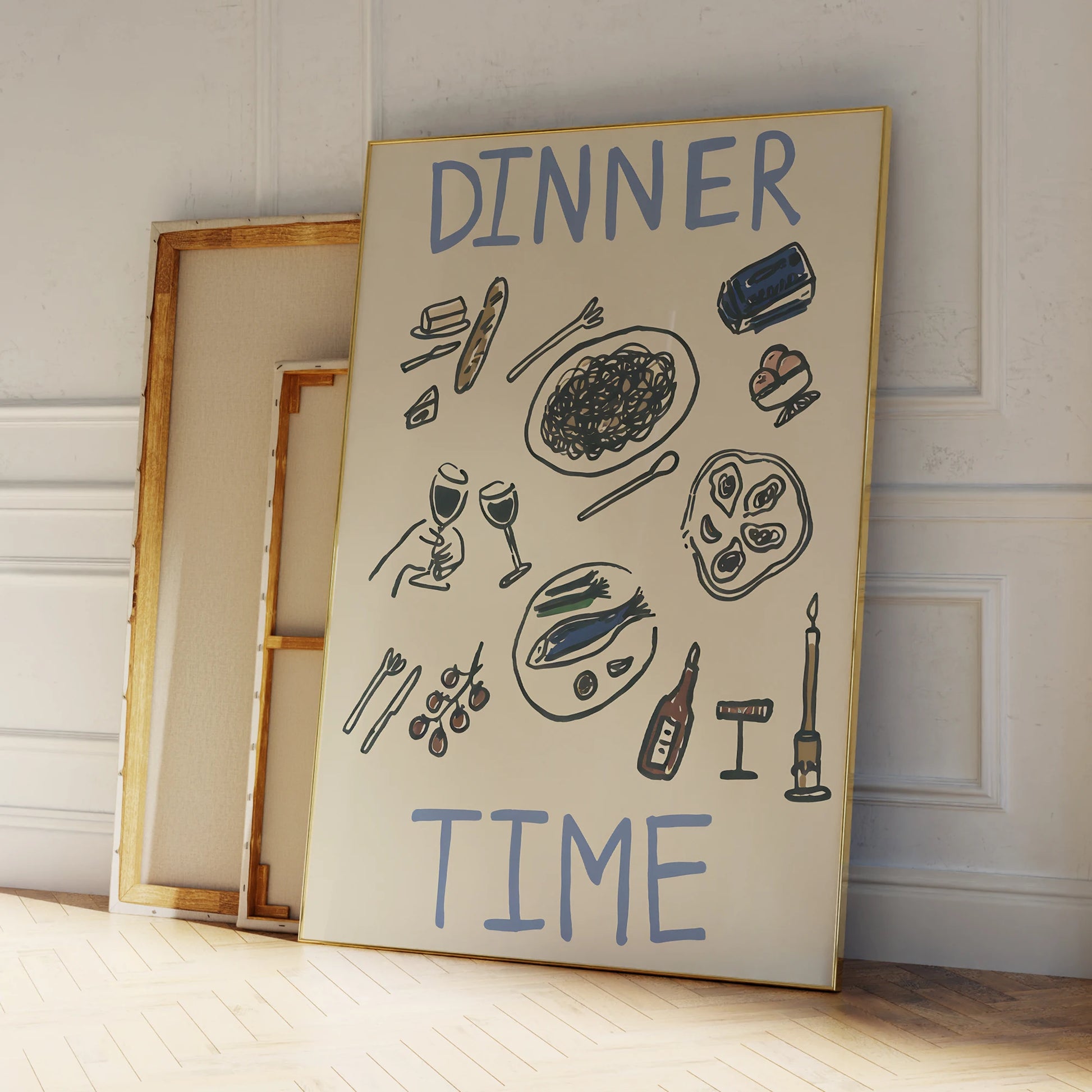 Elegant dinner time canvas painting for home kitchen decor

