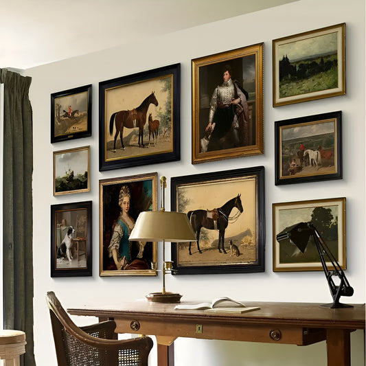 Elegant equestrian portrait canvas print for living room or office.
