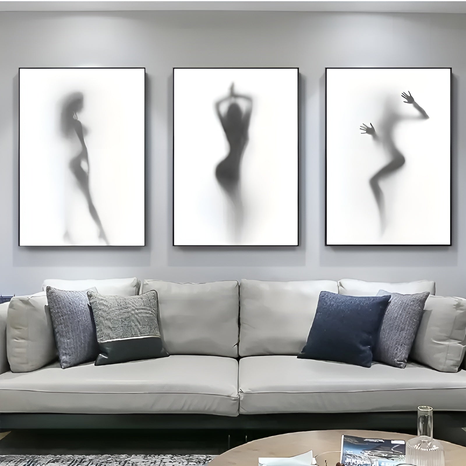 Elegant silhouette wall art with hazy contours for aesthetic rooms
