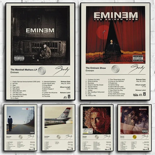 Eminem retro 80s hip hop rap album art canvas print for living room decor