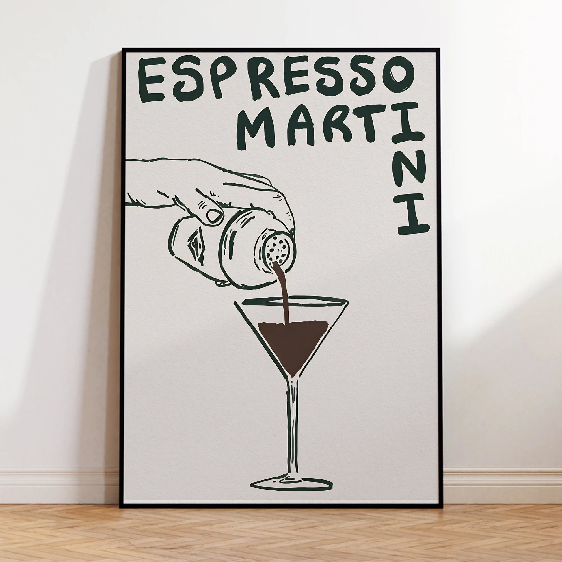 Contemporary espresso martini wall art on waterproof canvas


