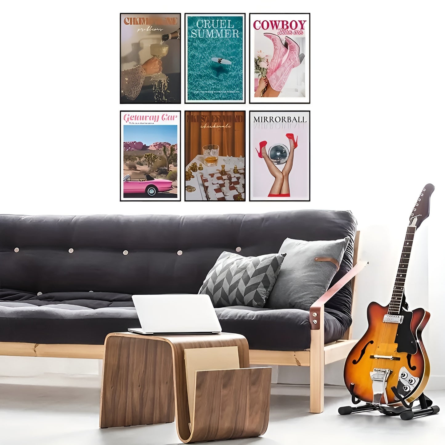 Fashion and retro music-themed wall art for bedroom, dorm, and lounge spaces
