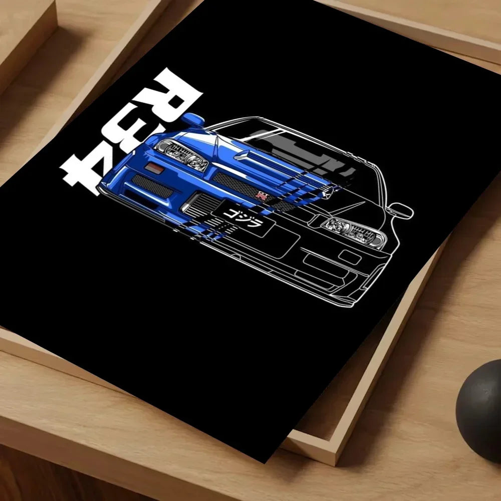 Fast and Furious GTR racing poster for bedroom or living room
