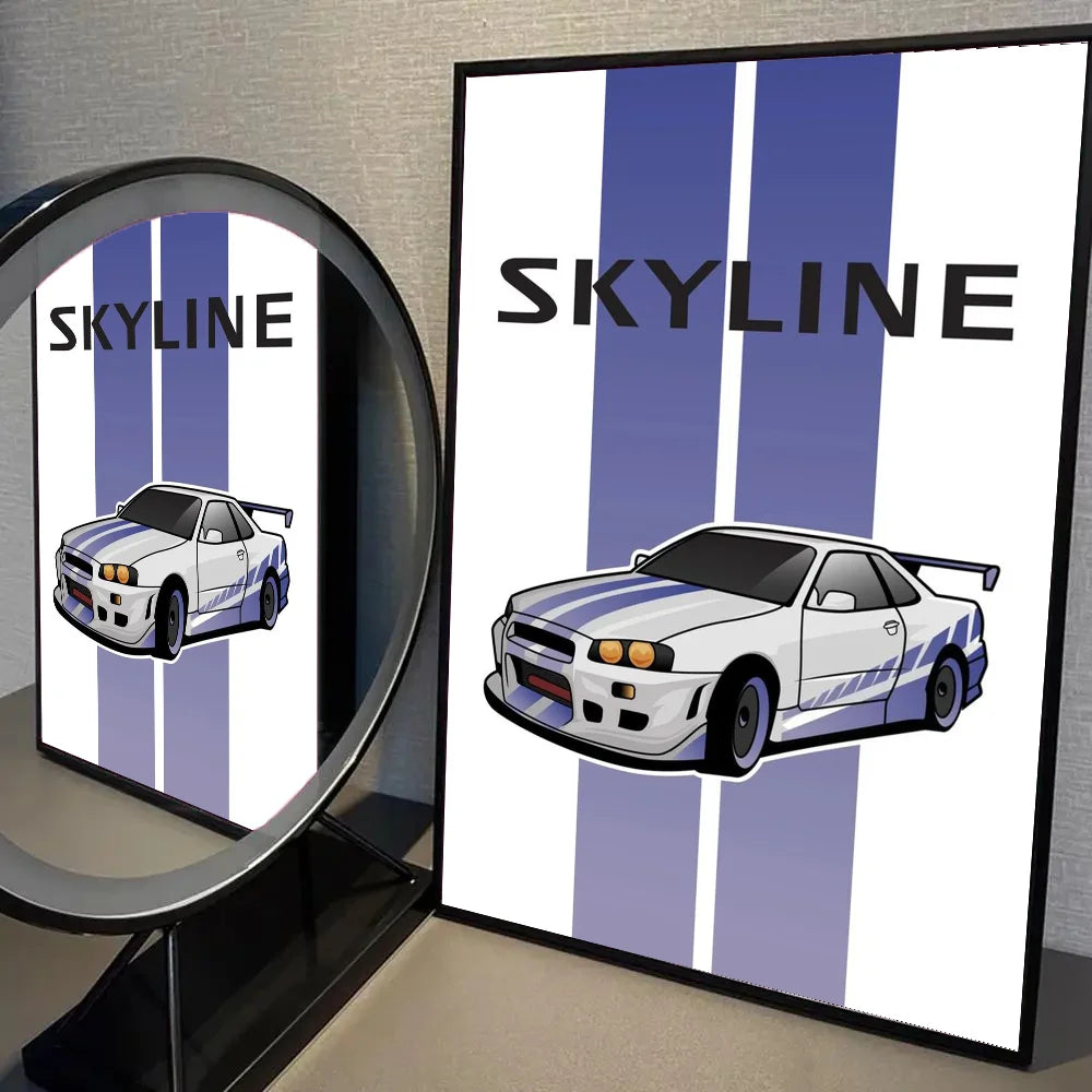 Waterproof racing car wall art sticker for living room
