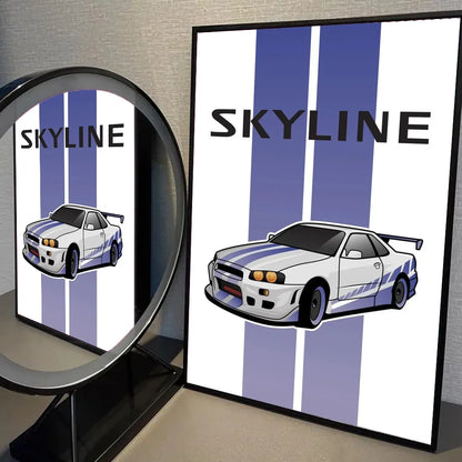 Waterproof racing car wall art sticker for living room
