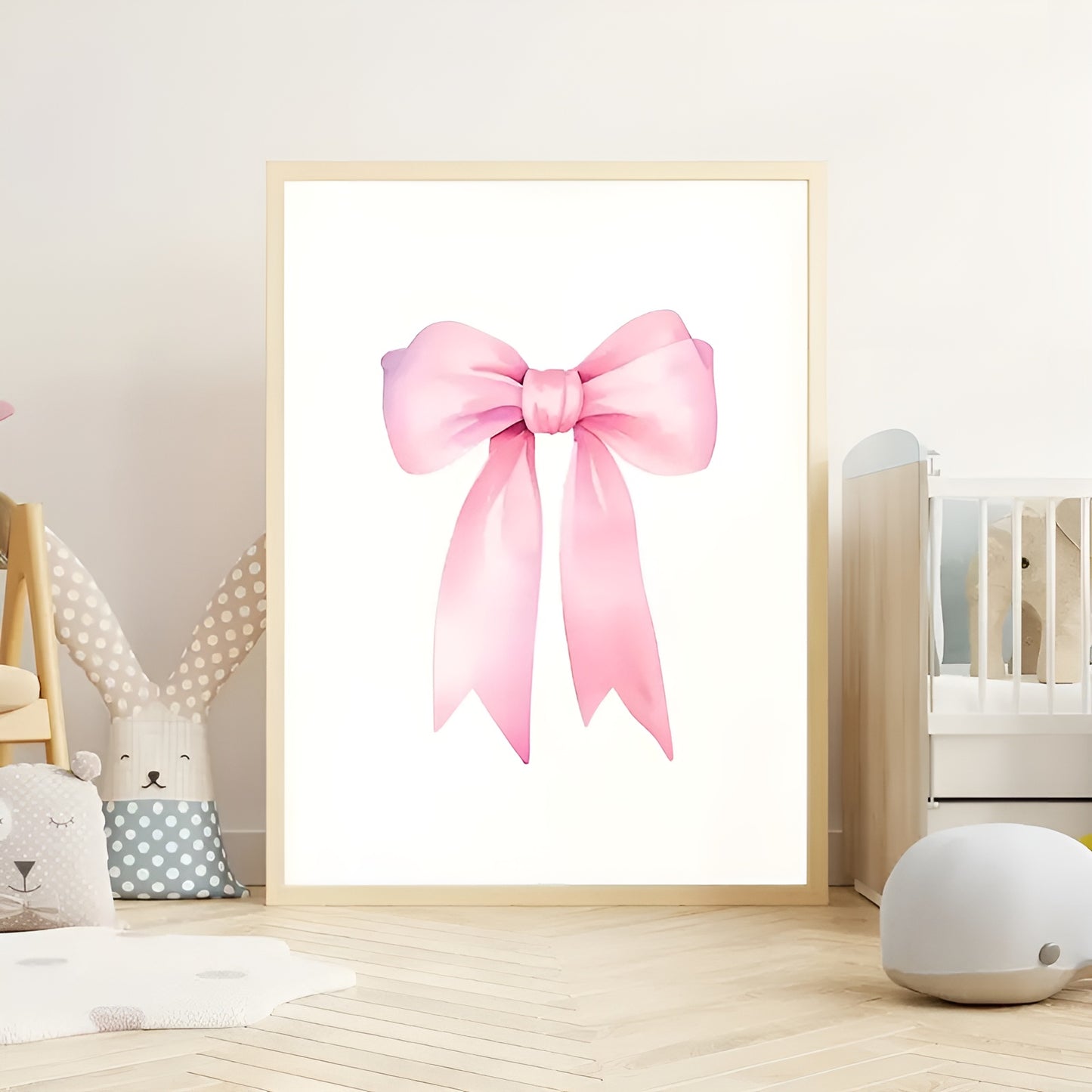 Feminine pink bow wall art set for contemporary interior decor
