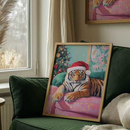 Fun Christmas Tiger print for holiday-inspired interiors.	