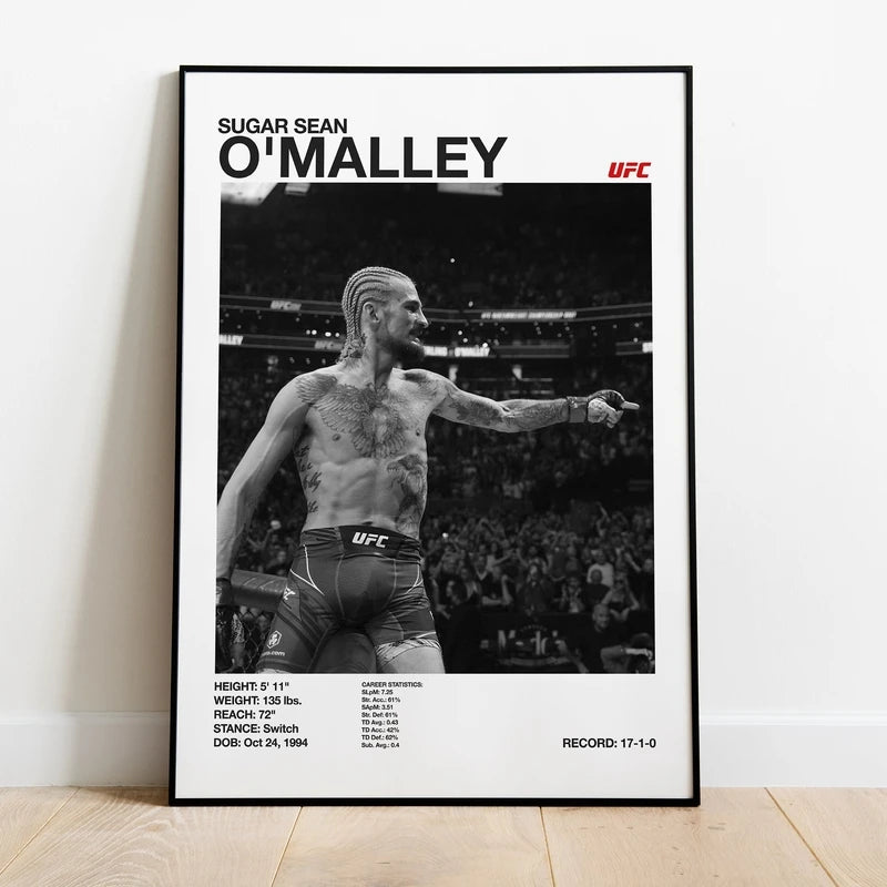 Gym room wall decoration with UFC black and white artwork
