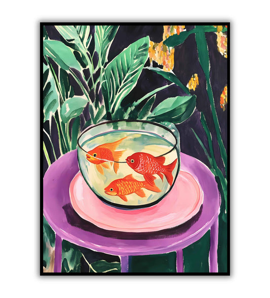 Fishbowl harmony poster for aquatic-themed wall art, nature-inspired home decor, and peaceful room prints.