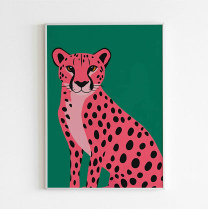 leopard in bloom vibrant nature animal wall art digital download for safari lovers
