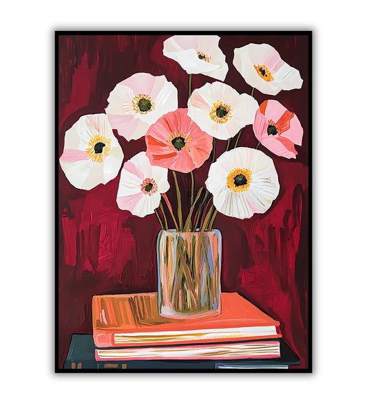 Floral vase poster for elegant home decor, modern botanical art, and creative room prints.