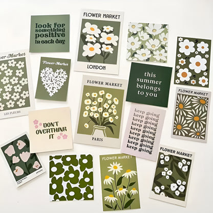 Charming flower cards ideal for bedroom, study, or dorm room wall decoration
