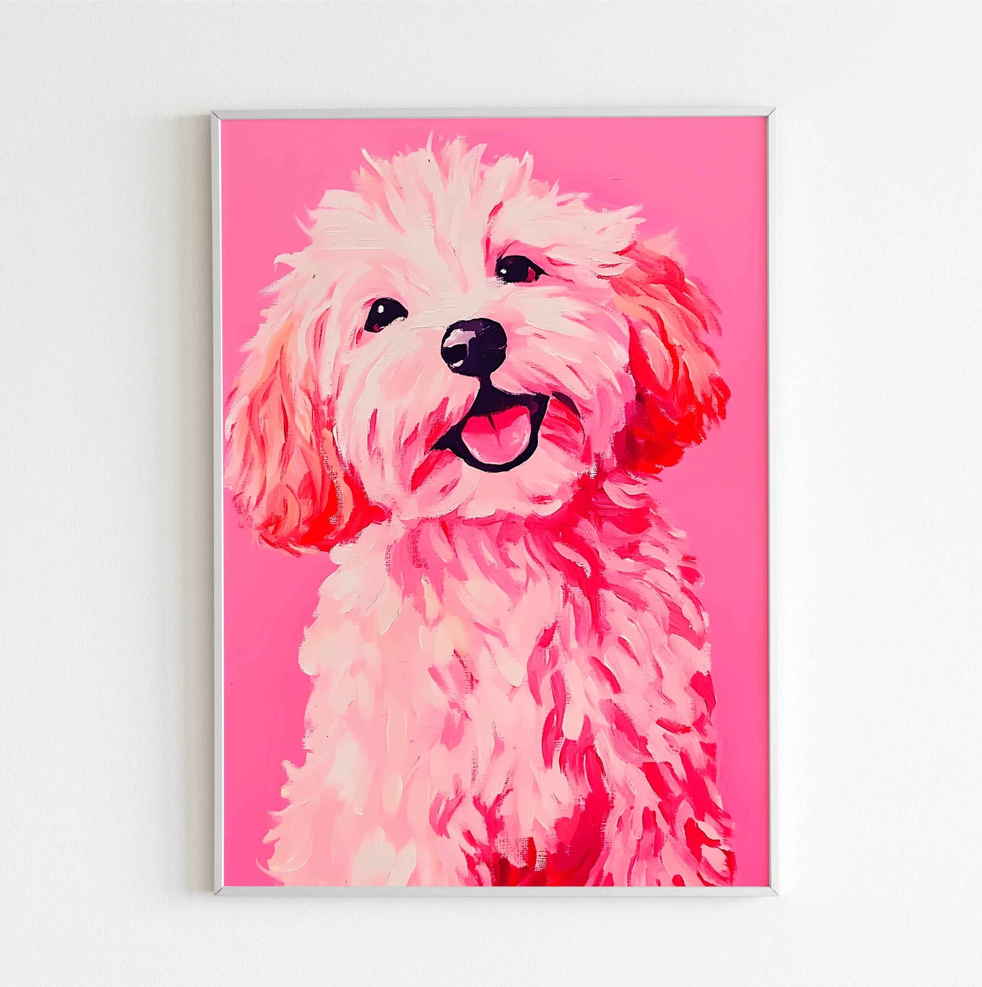 shaggy dog playful pet illustration wall art poster digital download for dog lovers
