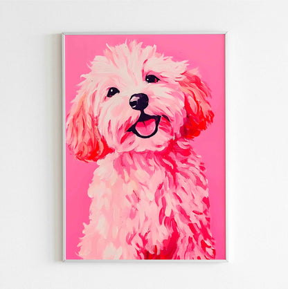 shaggy dog playful pet illustration wall art poster digital download for dog lovers
