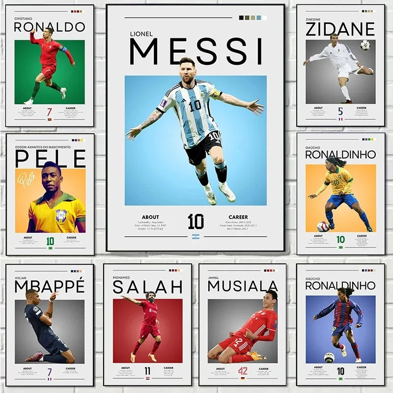 Famous football player canvas wall art for sports fan home decor

