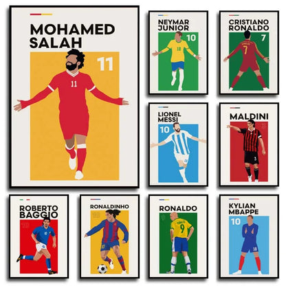 Haaland and Salah football stars poster wall art