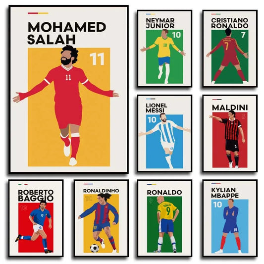 Haaland and Salah football stars poster wall art