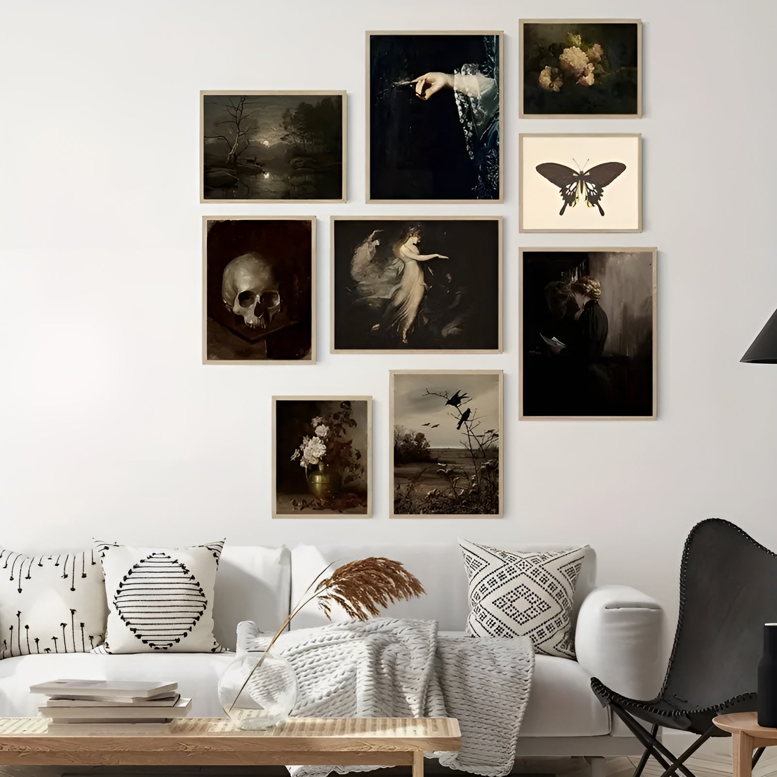 Frameless dark academia wall art for bedroom and study room decor
