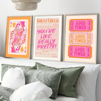 Funky Retro Pink Orange Canvas Prints for Fashionable Home Decor
