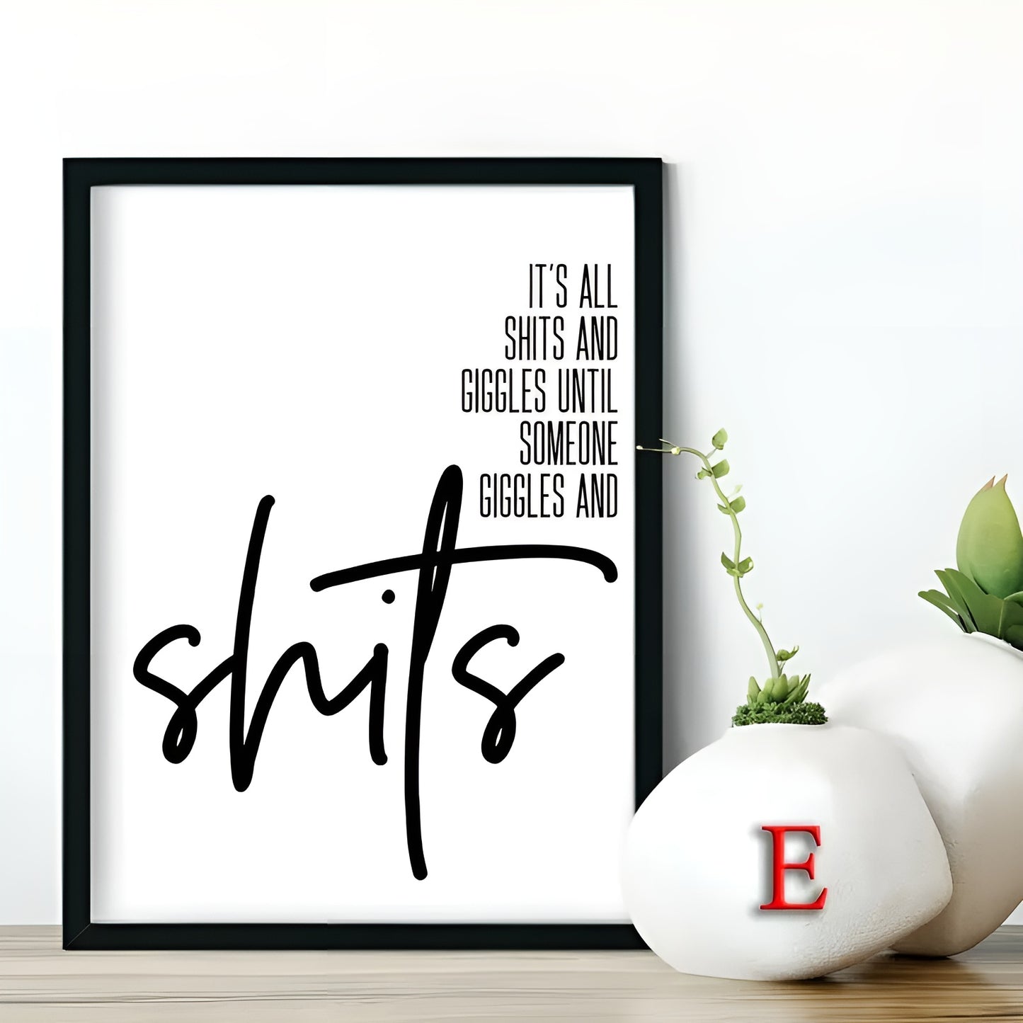 Funny bathroom wall art print for dorms and guest bathrooms, 12x8 inches
