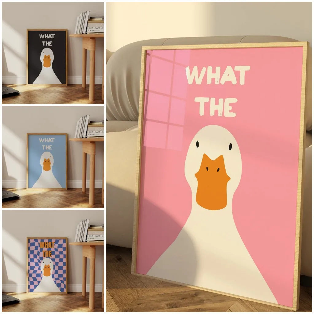 funny duck art print canvas for bathroom decor
