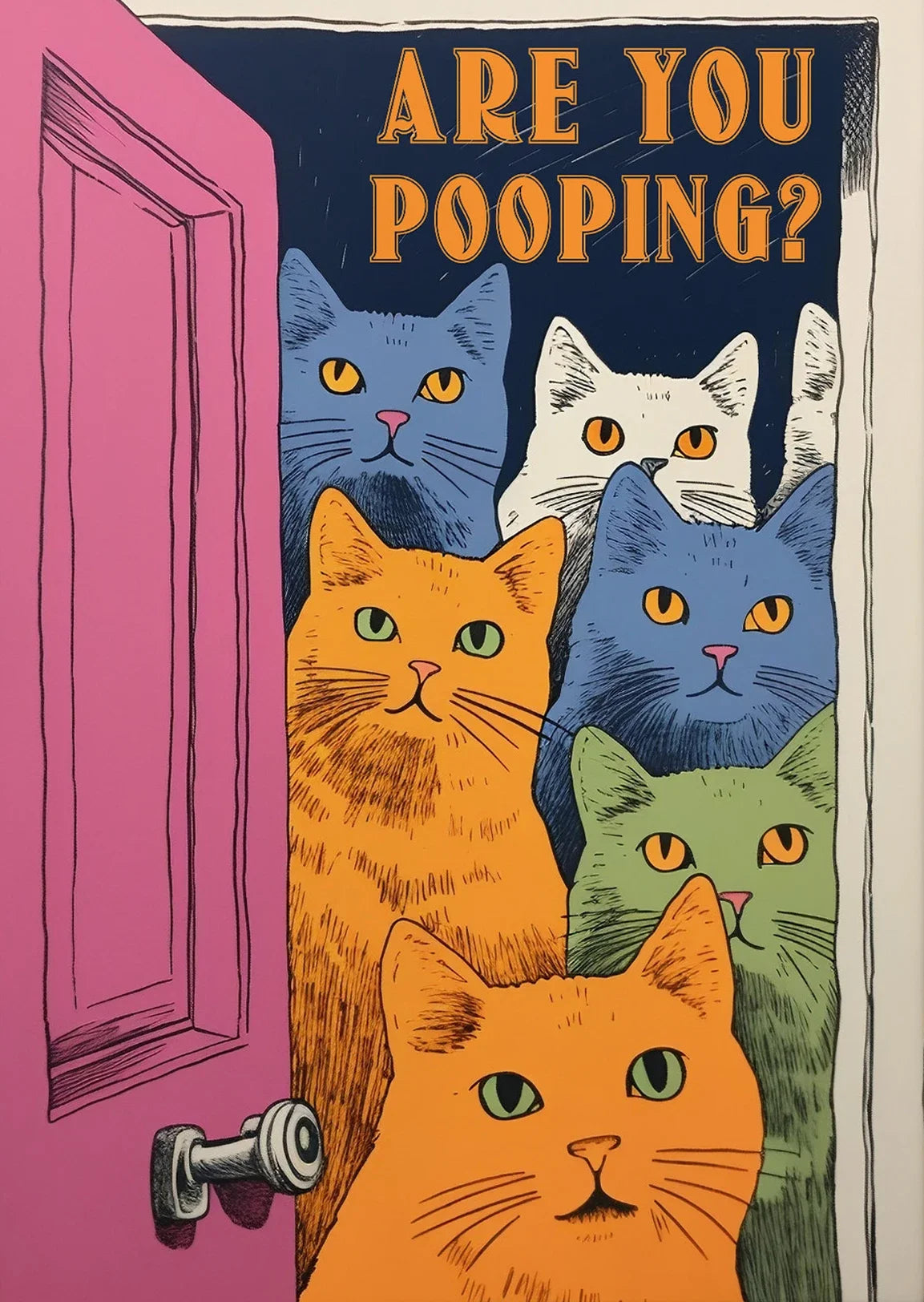 Unique and fun cat lover gift – "Are You Pooping?" wall print
