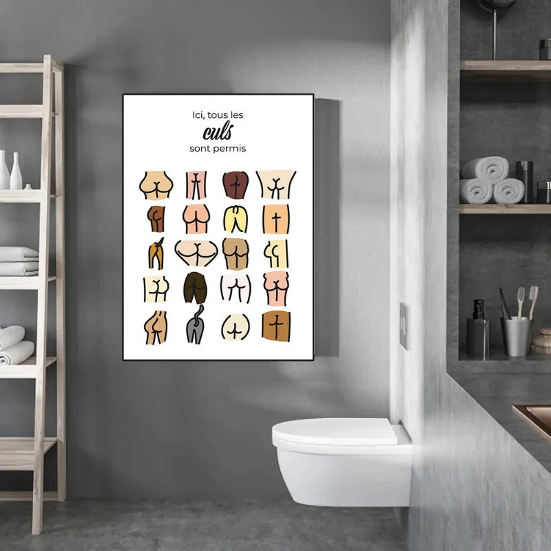 Toilet humour art print funny Nordic bathroom poster