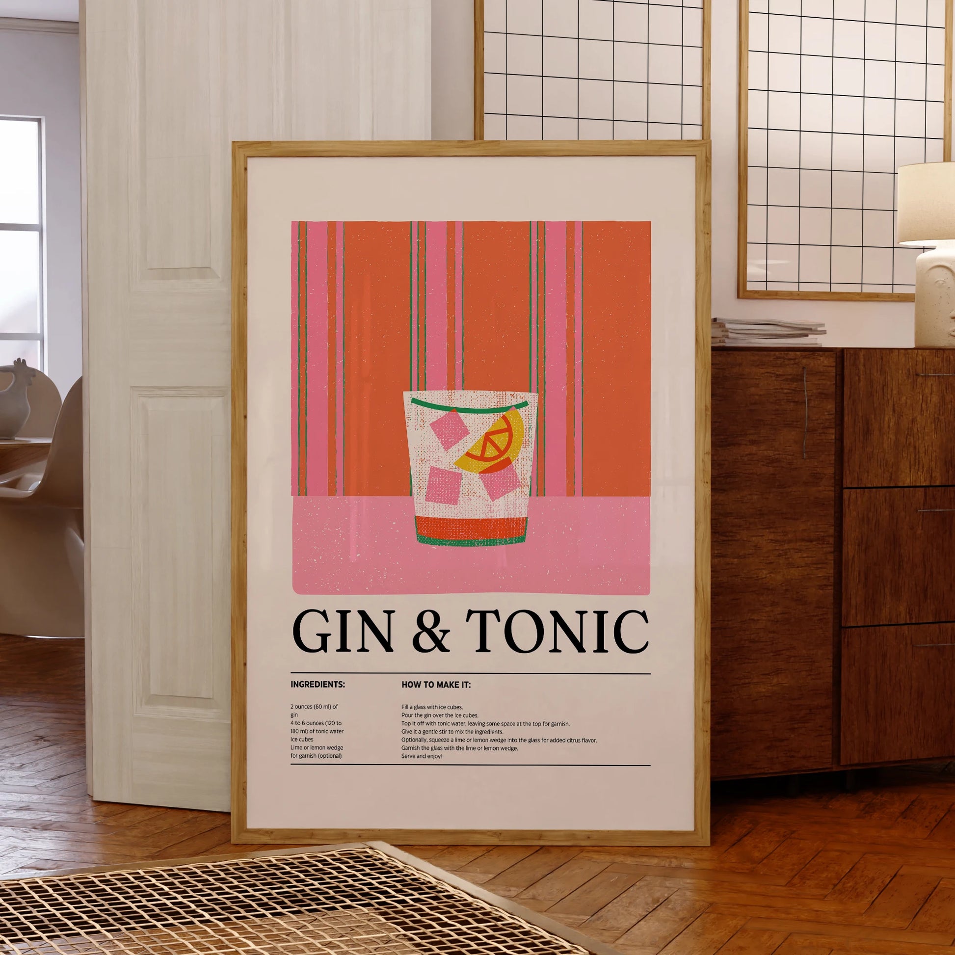 Gin and tonic canvas print poster for kitchen or bar area

