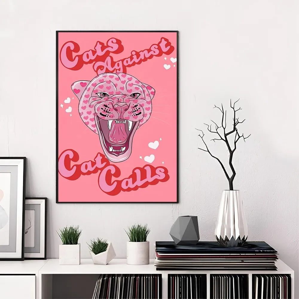 Stylish pink feminist quote poster for bedroom or office wall

