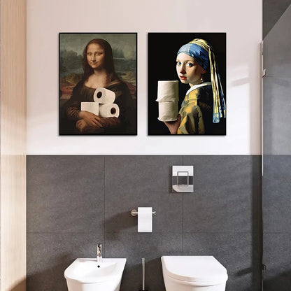 Humorous Girl with a Pearl Earring toilet paper artwork poster
