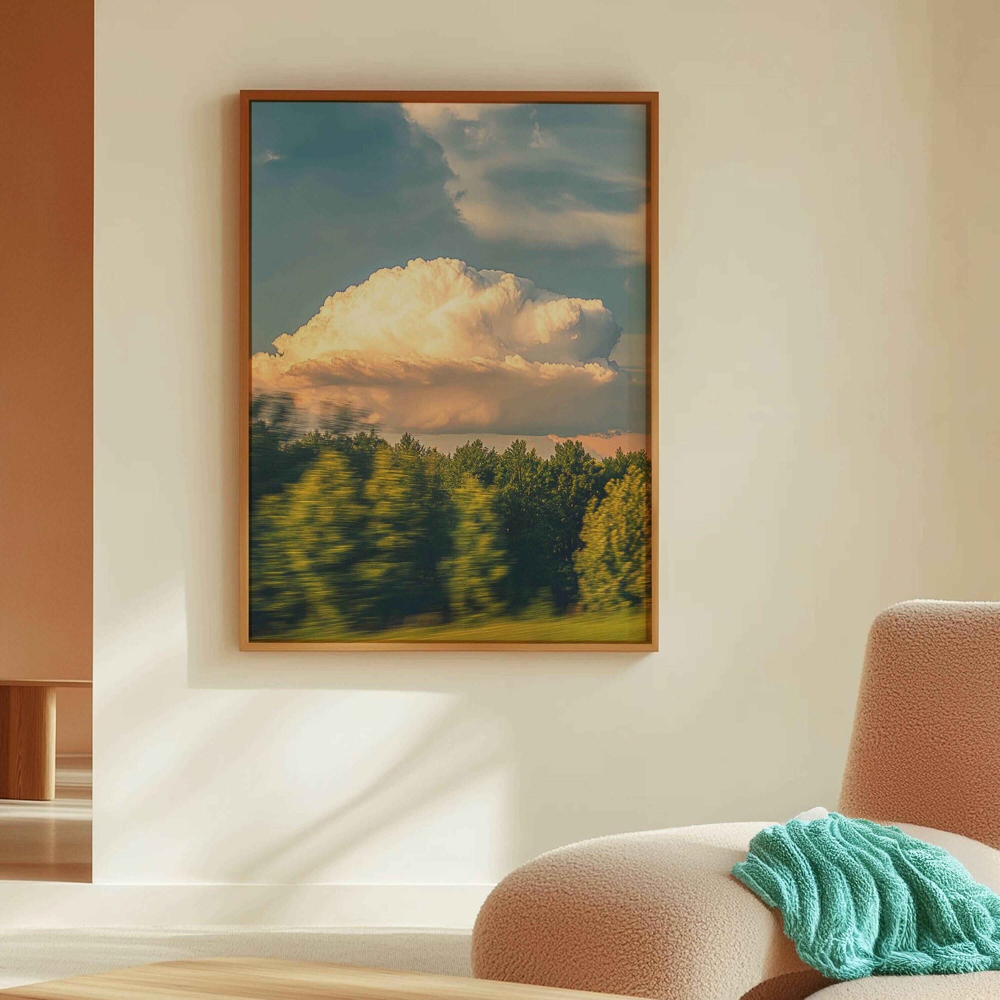 Golden cloudscape art for creative home interiors, dramatic sky prints, and contemporary cloud-inspired decor.	