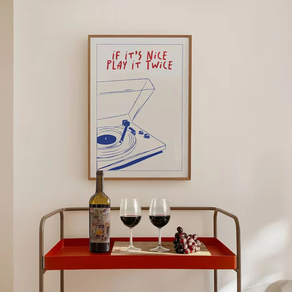 Trendy canvas painting with music quote typography


